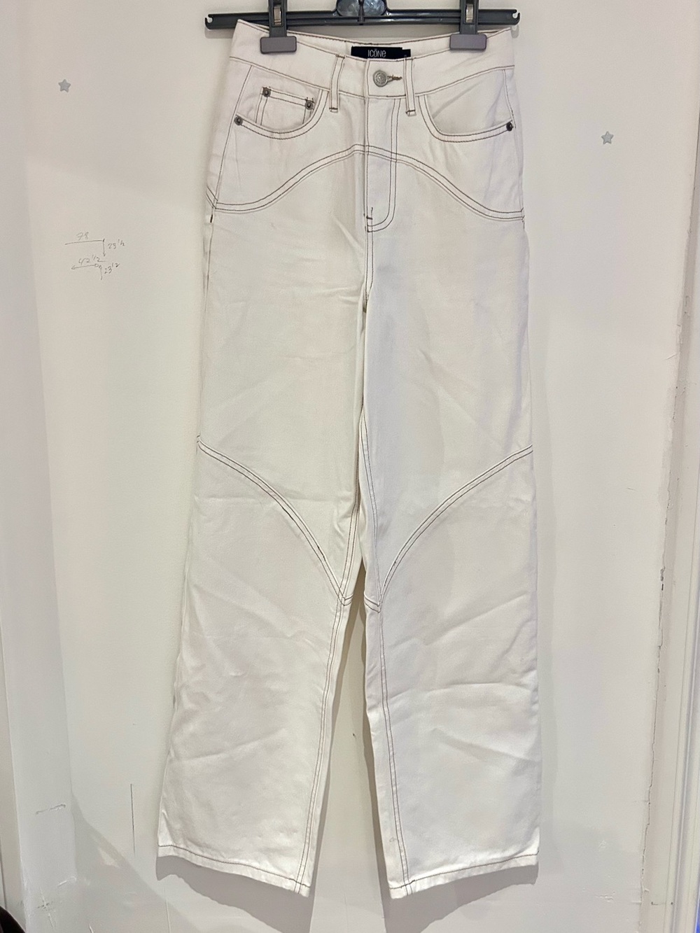 ICON White Wide-Leg Jeans with Curved Panel Seams
